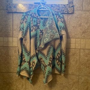 Aztec Cardigan Bright Blue, Grey & Indigo